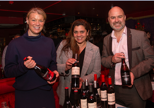 Jennifer Moore of Tennent's NI and Bibendum NI Wine Manager Andrew Schnell with Carolina Jaen of Roman Bilbao Winery.