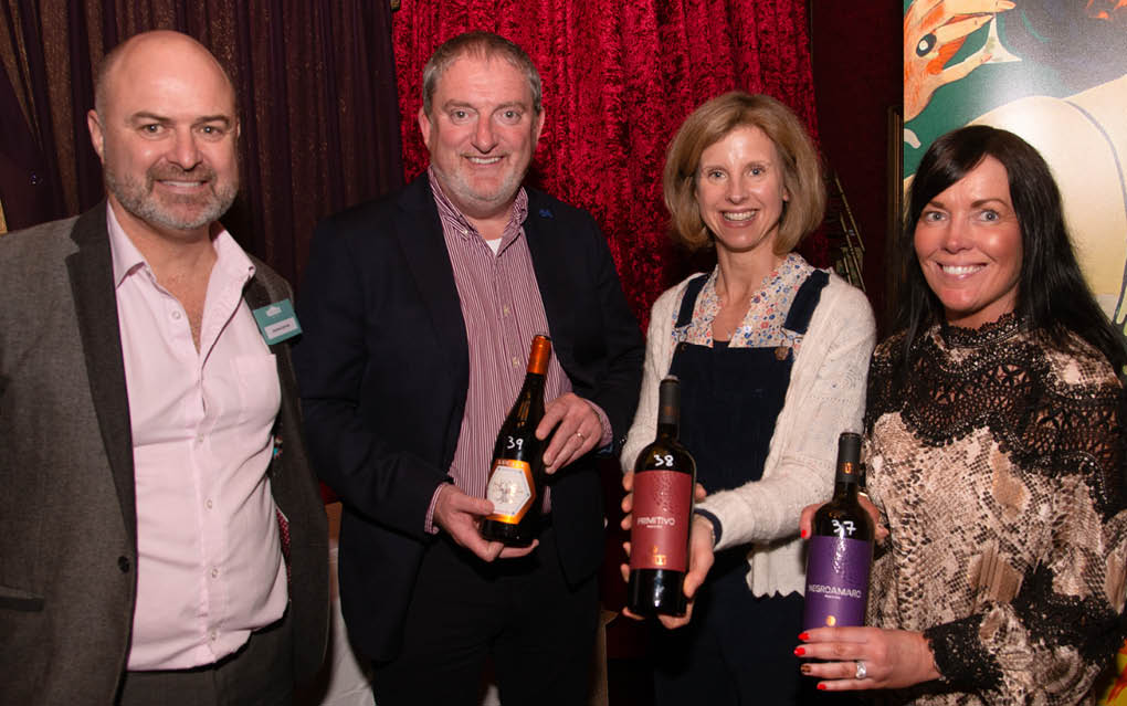 Bibendum NI Wine Manager Andrew Schnell with Terry McCourt of Bibendum NI., Lizzie Shaw of Orion Wines, and Annemarie McDonagh, Bibendum NI.
