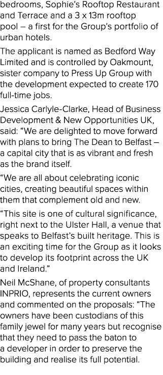 bedrooms, Sophie’s Rooftop Restaurant and Terrace and a 3 x 13m rooftop pool – a first for the Group’s portfolio of u...