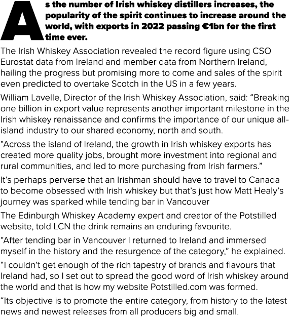 As the number of Irish whiskey distillers increases, the popularity of the spirit continues to increase around the wo...
