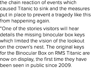 the chain reaction of events which caused Titanic to sink and the measures put in place to prevent a tragedy like thi...