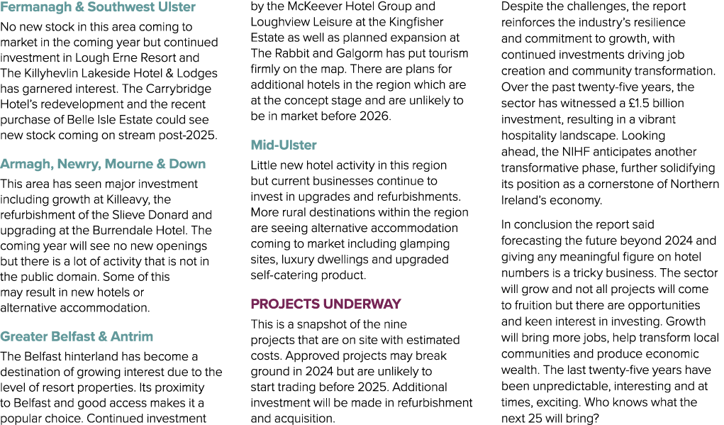 Fermanagh & Southwest Ulster No new stock in this area coming to market in the coming year but continued investment i...