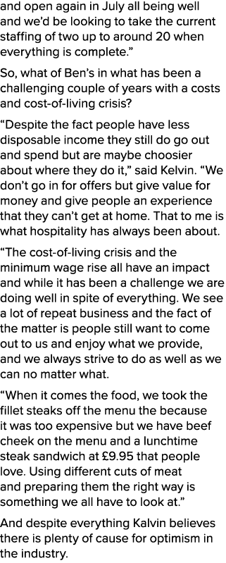 and open again in July all being well and we’d be looking to take the current staffing of two up to around 20 when ev...