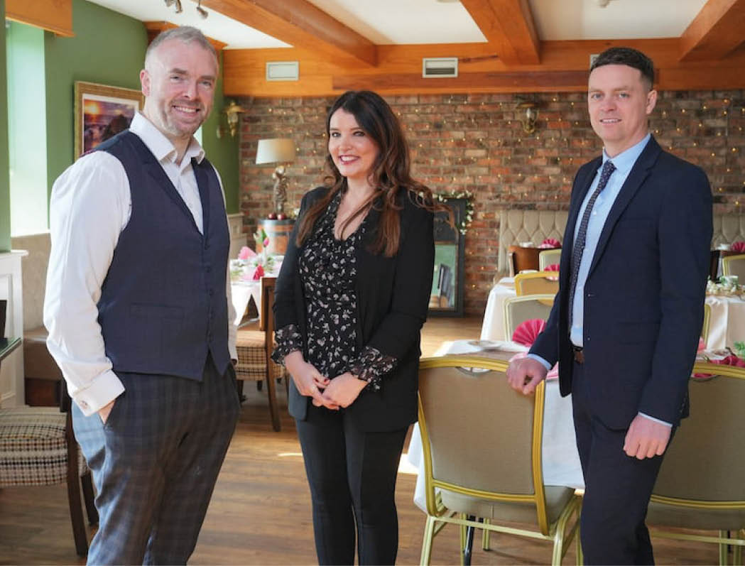 Caorlan and Ciara McAllister pictured with Ulster Bank business development manager Lee White.