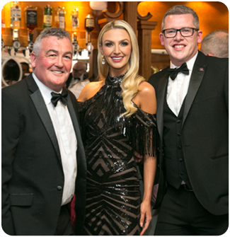 Bernard Sloan, former Miss NI Meagan Green, Jamie Cotter