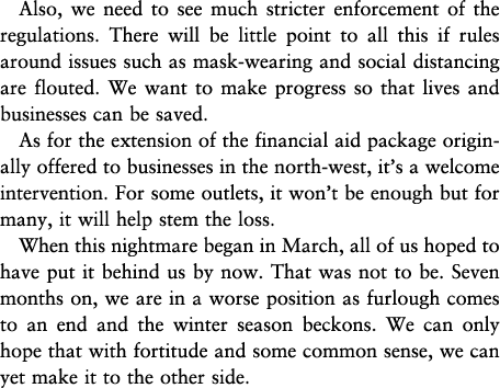 Also, we need to see much stricter enforcement of the regulations  There will be little point to all this if rules ar   