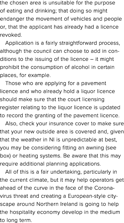 the chosen area is unsuitable for the purpose of eating and drinking; that doing so might endanger the movement of ve   