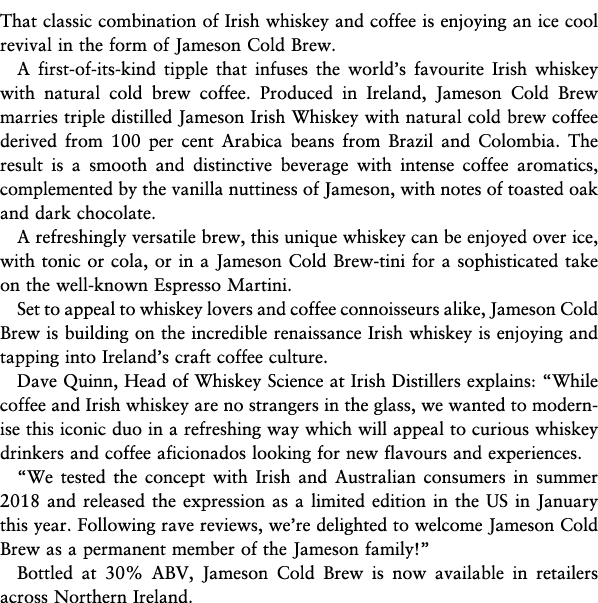 That classic combination of Irish whiskey and coffee is enjoying an ice cool revival in the form of Jameson Cold Brew   