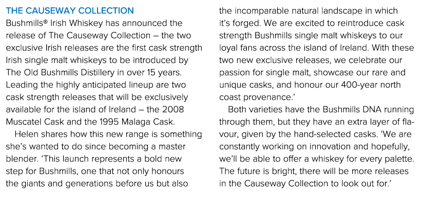 The Causeway Collection Bushmills  Irish Whiskey has announced the release of The Causeway Collection   the two exclu   