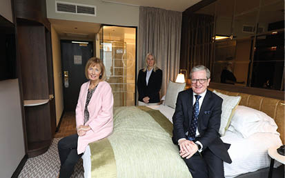 Press Eye - Belfast, Northern Ireland - 7th  October  2020  Photo by Darren Kidd    Presseye     BE OUR GUEST  James McGinn, General Manager of the Europa Hotel is pictured with Anne McMullan, Marketing Director of Visit Belfast and Caitriona Lavery, Sales Manager from Hastings Hotels, as the world-famous property announces it has completed the first phase of an extensive renovation programme of its guest bedrooms    The programme, which started in September 2019 and will be completed by March 2022, will see the 100 front-facing Superior bedrooms, 80 Classic bedrooms and five Suites redesigned and upgraded    Upon completion, all rooms will be individually air-conditioned, have automated window blinds, new bathrooms and refreshed interiors and Classic rooms will have a new King Cloud Bed with Super King Cloud Beds in the Superior rooms   