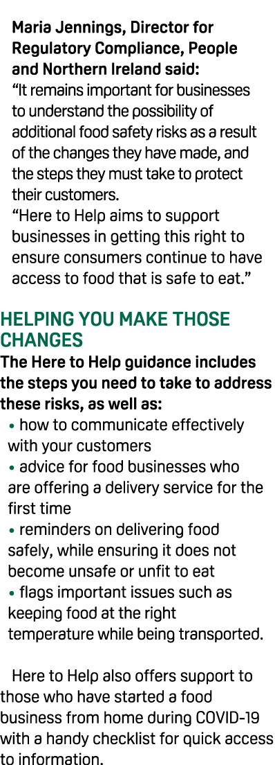  Maria Jennings, Director for Regulatory Compliance, People and Northern Ireland said:  It remains important for busi   
