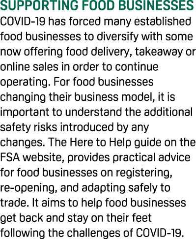 Supporting food businesses  COVID-19 has forced many established food businesses to diversify with some now offering    