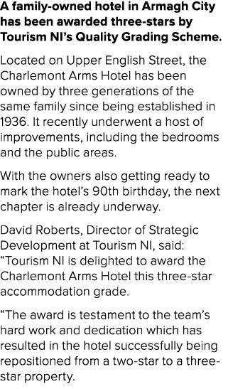 A family owned hotel in Armagh City has been awarded three stars by Tourism NI’s Quality Grading Scheme. Located on U...