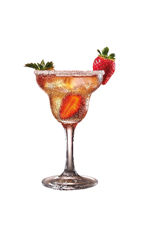 Colorful and refreshing cocktail drinks including iced tea with mint and orange, blue lagoon with lemon and cherry, margarita with lime and salted rim, strawberry martini with fresh berries.