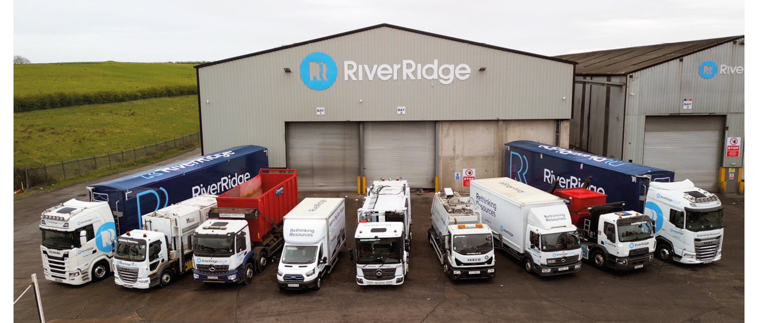 A group of trucks are parked in front of a building. AI generated content