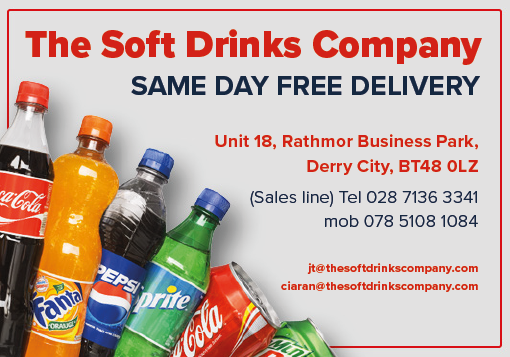 A soft drinks company offers a same day free delivery service. Description generated by AI