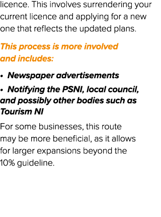 licence. This involves surrendering your current licence and applying for a new one that reflects the updated plans. ...