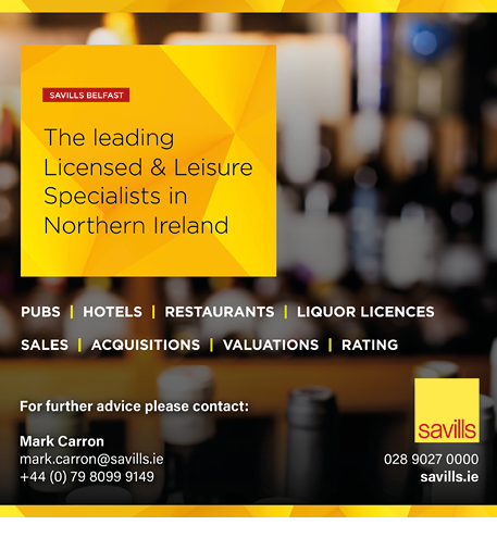 A yellow and black advertisement for Savills. Description generated by AI