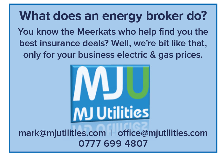 A blue and white sign that says “What does an energy broker do?". Description generated by AI