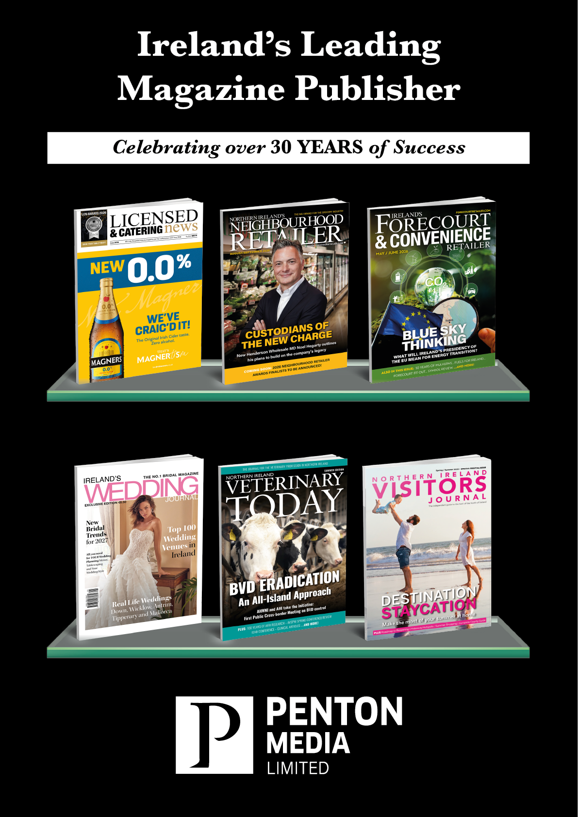 A magazine rack with several different magazines. Description generated by AI