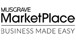 A black and white sign that says Marketplace. Description generated by AI