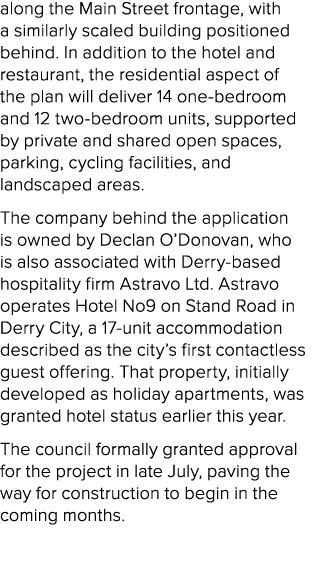 along the Main Street frontage, with a similarly scaled building positioned behind. In addition to the hotel and rest...