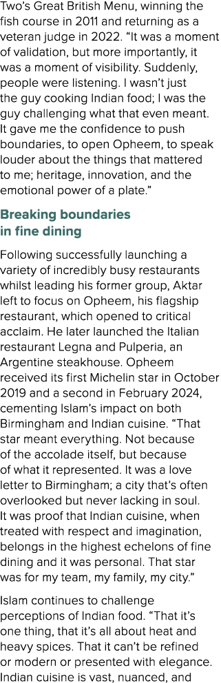 Two’s Great British Menu, winning the fish course in 2011 and returning as a veteran judge in 2022. “It was a moment ...