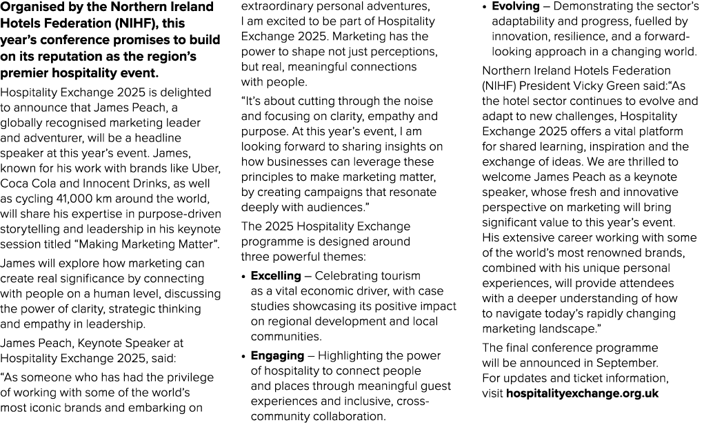Organised by the Northern Ireland Hotels Federation (NIHF), this year’s conference promises to build on its reputatio...