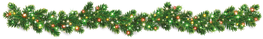 Christmas tree garlands. Realistic pine-tree branches with colorful red and green Christmas lights. Decoration for holiday banners, party posters, greeting cards, packaging, social media, merchandise.