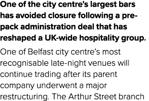 One of the city centre’s largest bars has avoided closure following a pre pack administration deal that has reshaped ...