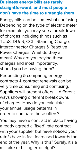 Business energy bills are rarely straightforward, and most people don’t have the time to untangle them. Energy bills ...
