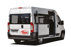 white minibus isolated over white with open side door