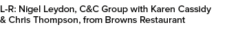 L R: Nigel Leydon, C&C Group with Karen Cassidy & Chris Thompson, from Browns Restaurant