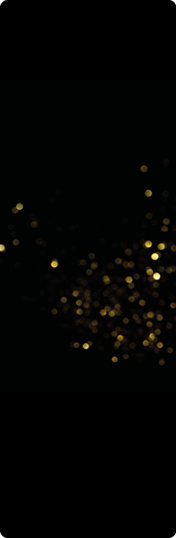 Golden blurred bokeh lights on black background. Glitter sparkle stars for celebrate. Overlay for your design