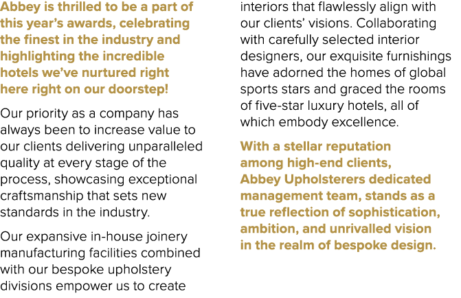 Abbey is thrilled to be a part of this year’s awards, celebrating the finest in the industry and highlighting the inc...