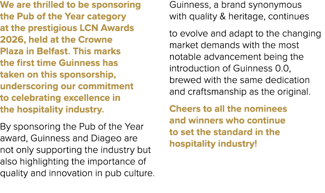 We are thrilled to be sponsoring the Pub of the Year category at the prestigious LCN Awards 2026, held at the Crowne ...