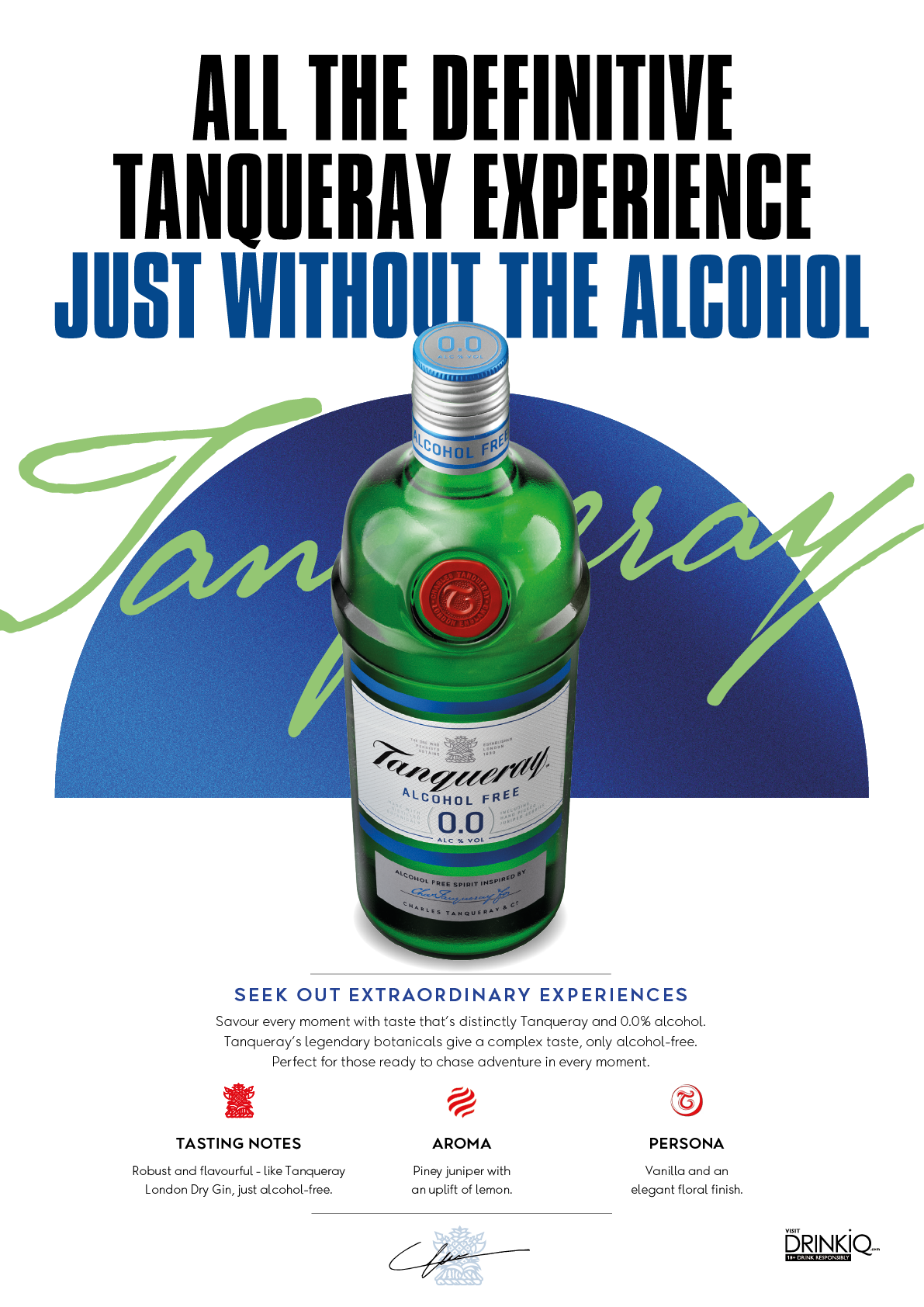 A bottle of Tanqueray gin. Description generated by AI