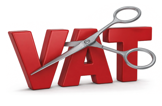 A pair of scissors with the word VAT on it. Description generated by AI