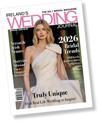 A woman wearing a white dress on the cover of a magazine. Description generated by AI