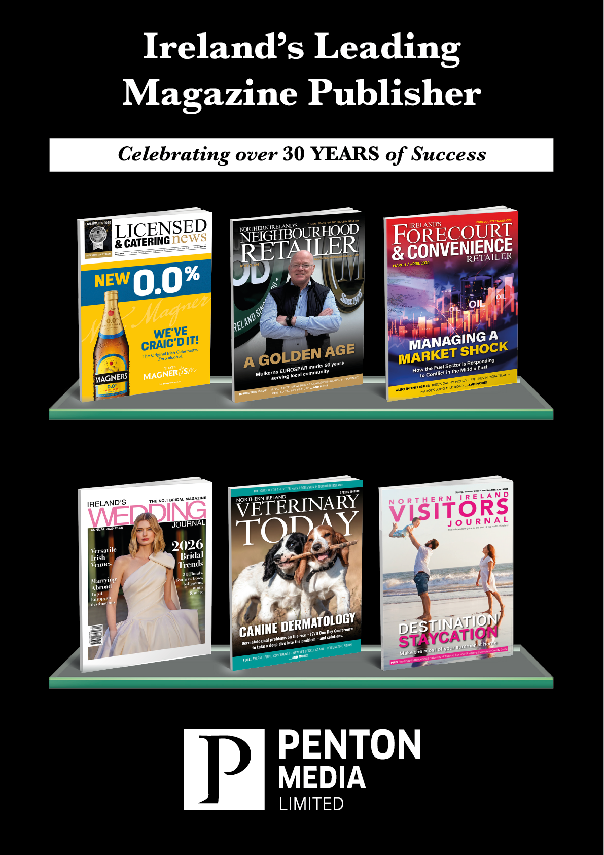 A magazine rack with several different magazines. Description generated by AI