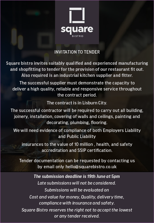 A flyer for a restaurant with a picture of a kitchen. Description generated by AI