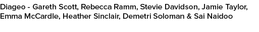 Diageo Gareth Scott, Rebecca Ramm, Stevie Davidson, Jamie Taylor, Emma McCardle, Heather Sinclair, Demetri Soloman & ...