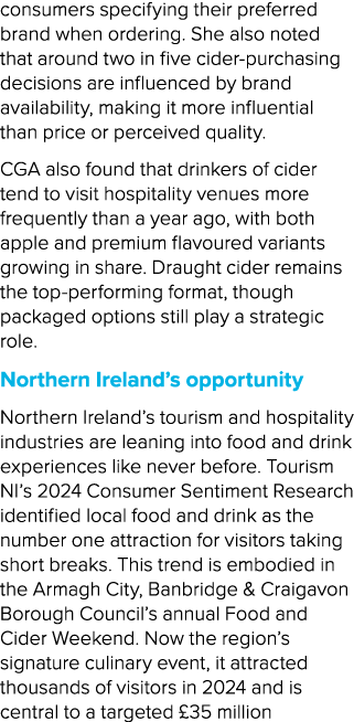 consumers specifying their preferred brand when ordering. She also noted that around two in five cider purchasing dec...