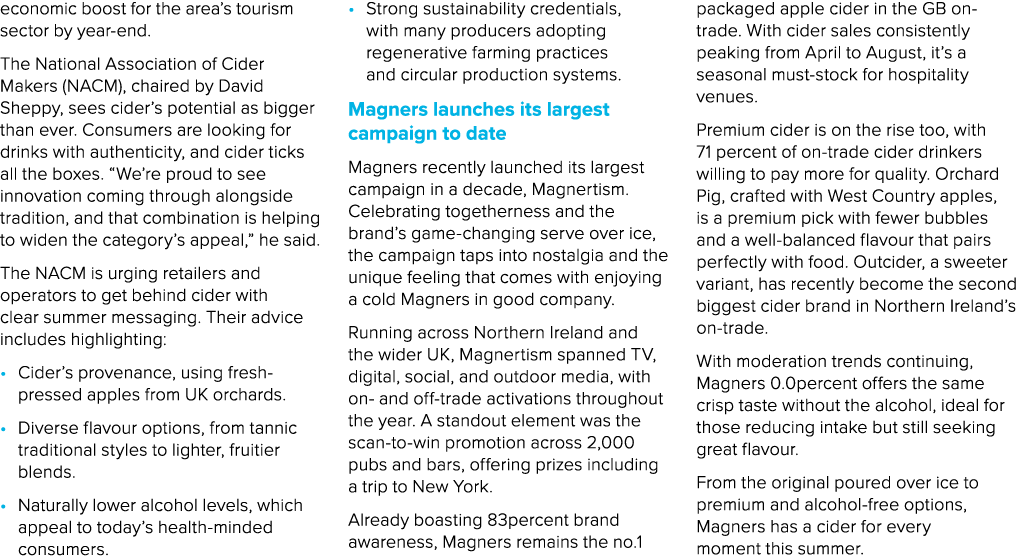 economic boost for the area’s tourism sector by year end. The National Association of Cider Makers (NACM), chaired by...