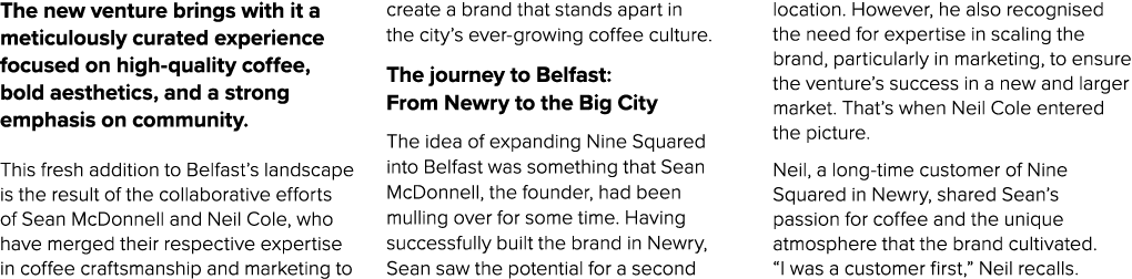 The new venture brings with it a meticulously curated experience focused on high quality coffee, bold aesthetics, and...