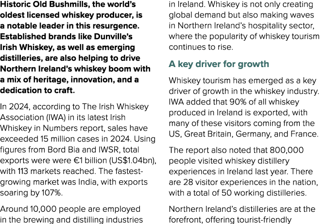 Historic Old Bushmills, the world’s oldest licensed whiskey producer, is a notable leader in this resurgence. Establi...
