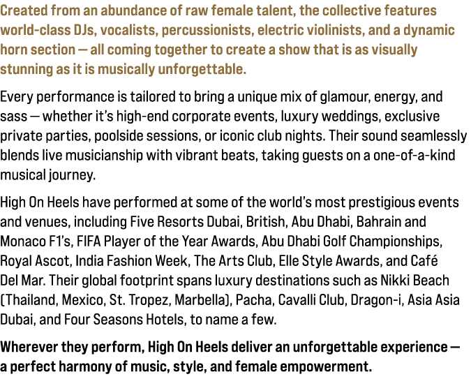 Created from an abundance of raw female talent, the collective features world class DJs, vocalists, percussionists, e...