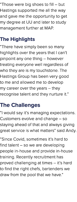 “Those were big shoes to fill – but Hastings supported me all the way and gave me the opportunity to get my degree at...
