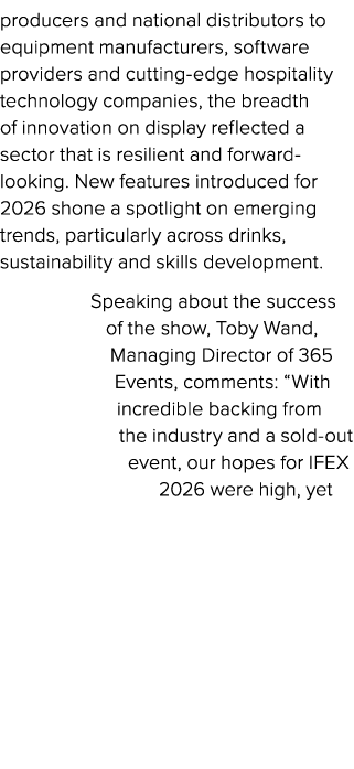 producers and national distributors to equipment manufacturers, software providers and cutting edge hospitality techn...