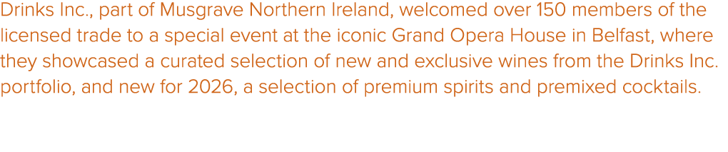 Drinks Inc., part of Musgrave Northern Ireland, welcomed over 150 members of the licensed trade to a special event at...